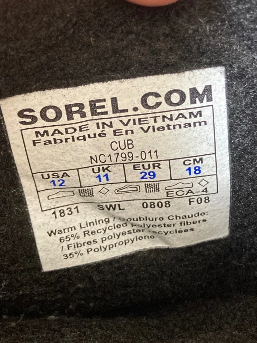 Sorel Cub Black Insulated Drawstring Winter Snow Rain Boots Kids Sz 12